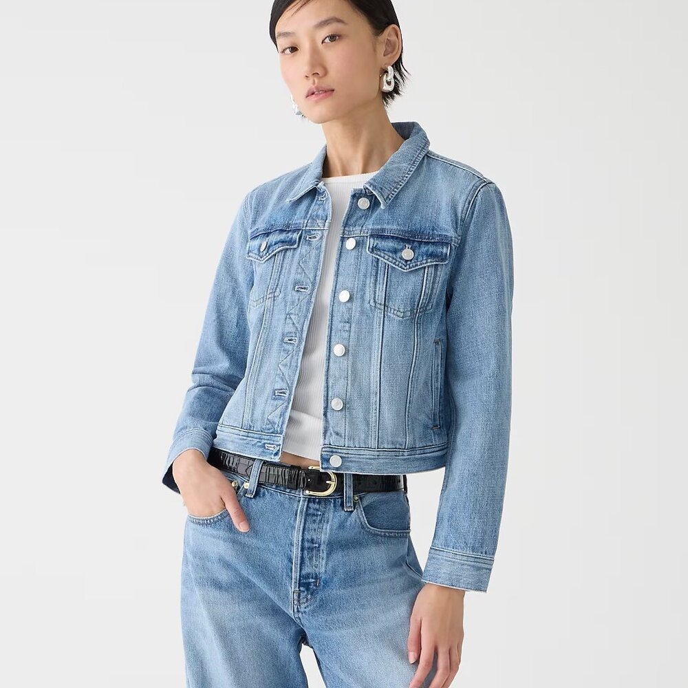 J. Crew New Classic Denim Jacket in Bianca Wash (Flaw)